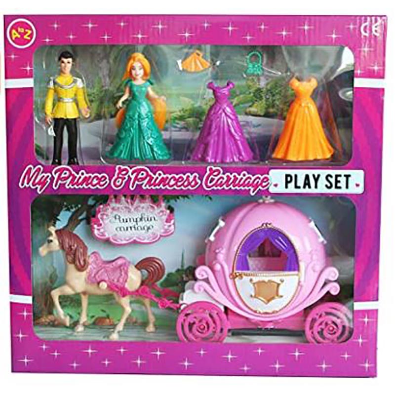 Princess And Prince Carriage Play Set with Accessories 2 Assorted