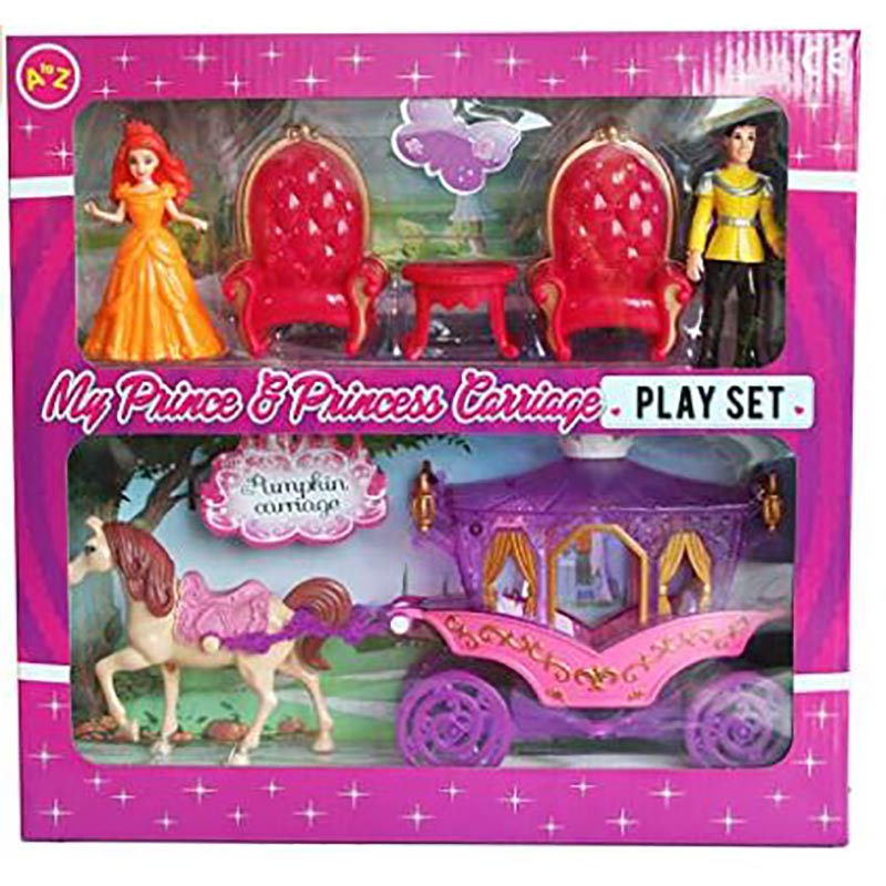 Princess And Prince Carriage Play Set with Accessories 2 Assorted 