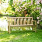 Alexander Rose Roble Broadfield Garden Bench (5ft) by the lake