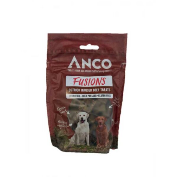 Anco Fusions Ostrich Infused Beef Dog Treats 100g