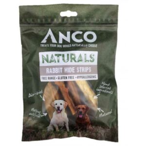 Anco Natural Rabbit Hide Strips Dog Treats 80g