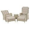 Bramblecrest Chedworth Deluxe 2 Seater Recliner Set in Sandstone with one shown in recline position