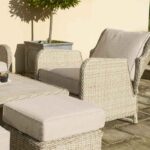 Bramblecrest Chedworth Reclining Sofa Set in Sandstone armchair and stool detail