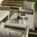 Bramblecrest Chedworth Reclining Sofa Set in Sandstone table top detail