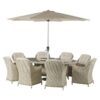 Bramblecrest Monterey 8 Seat Oval Dining Set with Lazy Susan, Parasol & 15kg Base