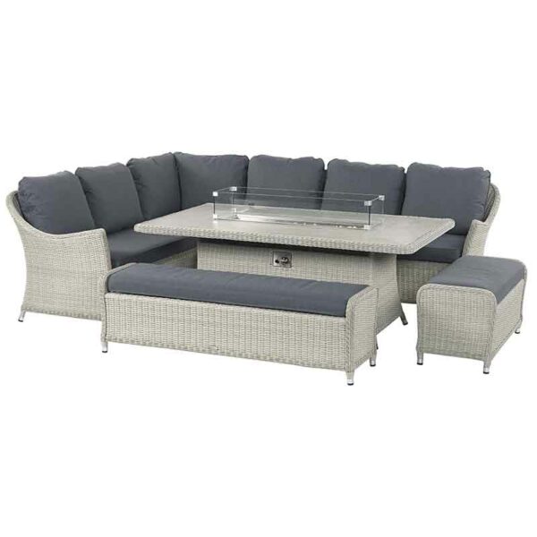 Bramblecrest Monterey Modular Sofa Set with Large Rectangular Firepit Table in Dove Grey