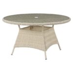 Bramblecrest Monterey Round 140cm Table in Sandstone with recessed glass top
