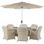 Bramblecrest Monterey Sandstone 6 Seat Elliptical Dining Set with Parasol & Base X21WSMO175EL1