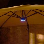 Bramblecrest Sidepost Parasol LED light with Bluetooth Speaker showing light on