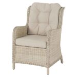 Chedworth High Back Armchair in Sandstone with Season-Proof Herringbone Barley Cushions