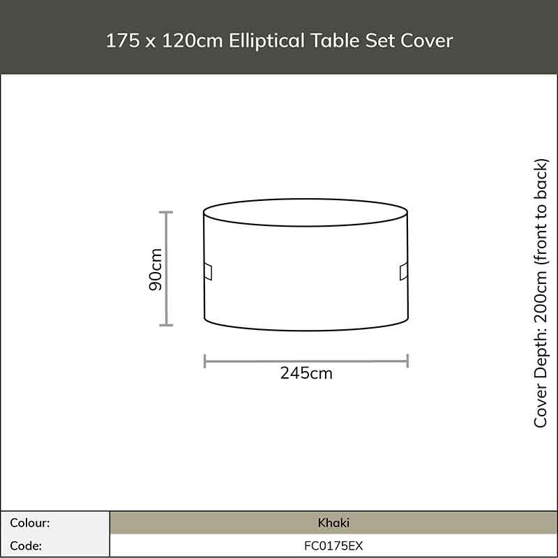 305 x 218 x 90 cm Bramblecrest 250cm Elliptical Table Set Cover
