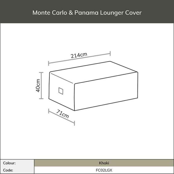 Dimensions for Bramblecrest Khaki Cover for Monte Carlo & Panama Lounger