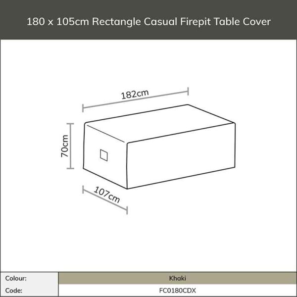 Bramblecrest Rectangular Casual Firepit Table Cover in Khaki