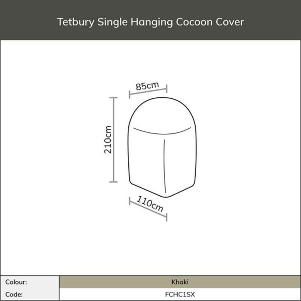 Dimensions for Bramblecrest Tetbury Single Hanging Cocoon Cover in Khaki
