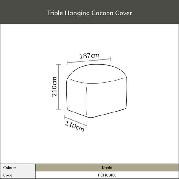 Dimensions for Bramblecrest Triple Hanging Cocoon Cover in Khaki