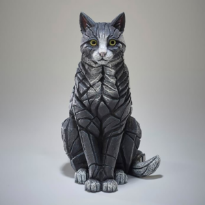 Edge Sculpture Sitting Cat - Black and White