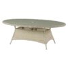 Elliptical (Oval) Table in Sandstone with recessed glass table top
