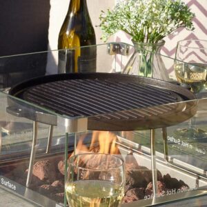 Bramblecrest Griddle for Square Casual Dining Table with Firepit Close Up
