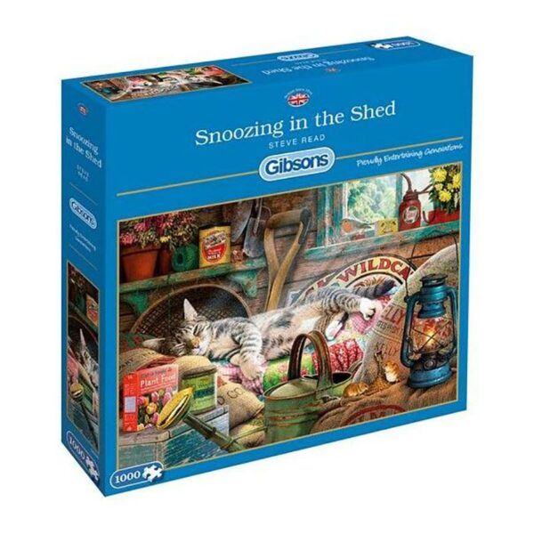 Gibsons Snoozing In The Shed 1000 Piece Jigsaw Puzzle Box