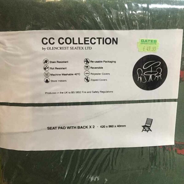Glencrest CC Collection Green Seat Pad With Back pack details