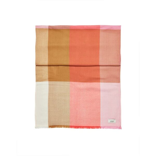 Joules Bridey Checked Scarf - Pink White Check 2