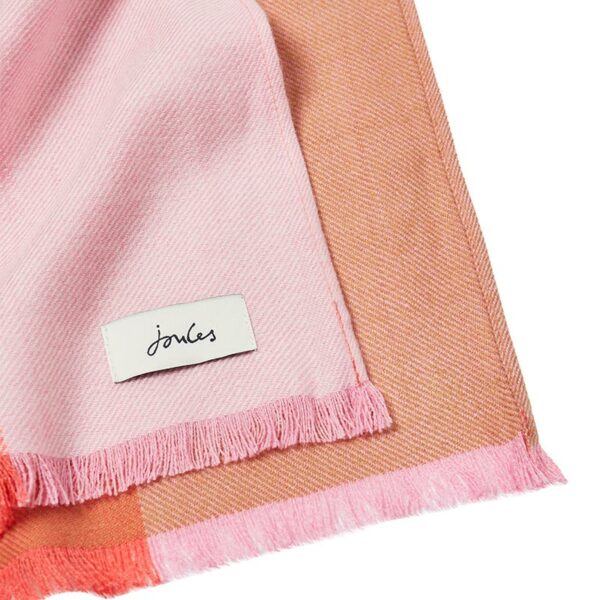 Joules Bridey Checked Scarf - Pink White Check 3