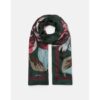 Joules Karin Silk Scarf - Green Pink Painterly Floral 1
