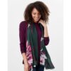 Joules Karin Silk Scarf - Green Pink Painterly Floral
