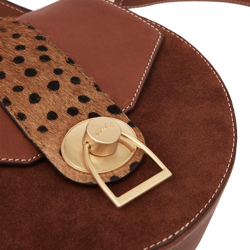 Joules Langton Mini Leather Saddle Bag- Tan Ladies Bag