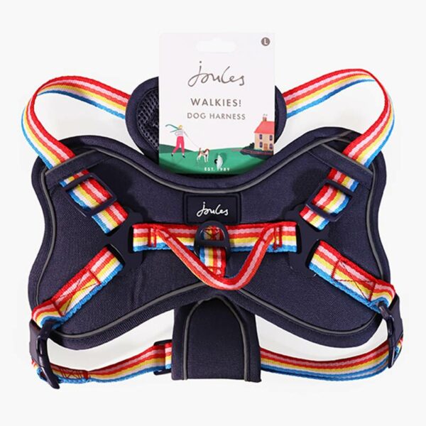 Joules Rainbow Dog Harness - Large with packaging