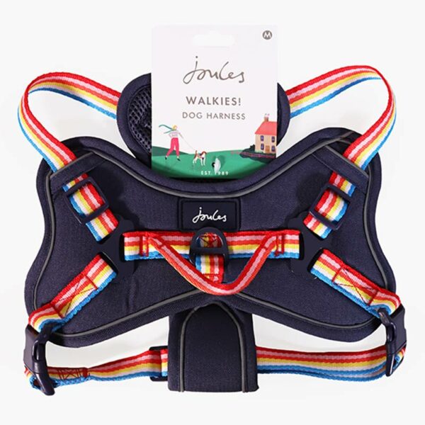 Joules Rainbow Dog Harness - Medium with packaging