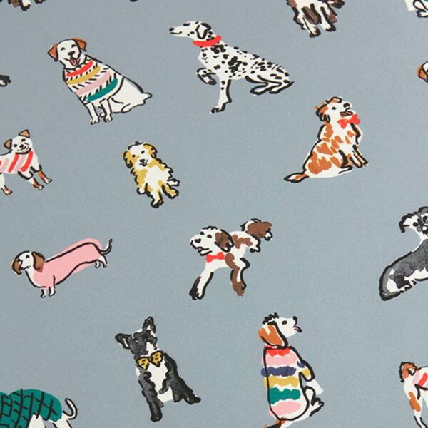 Joules Rainbow Dogs Mattress close up of Rainbow Dogs print