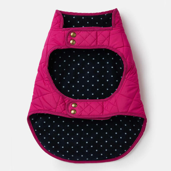 Joules Raspberry Quilted Dog Coat bottom view