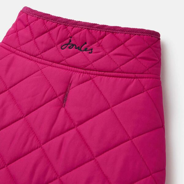 Joules Raspberry Quilted Dog Coat close up of top collar