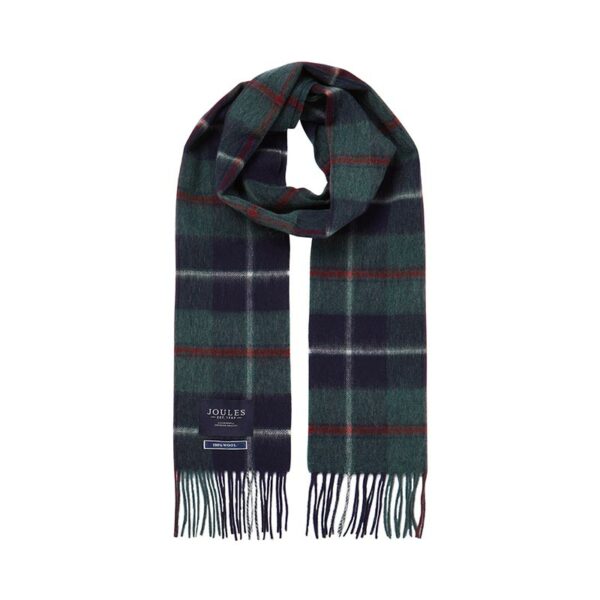 Joules Tytherton Wool Checked Scarf Green Multi Check 1