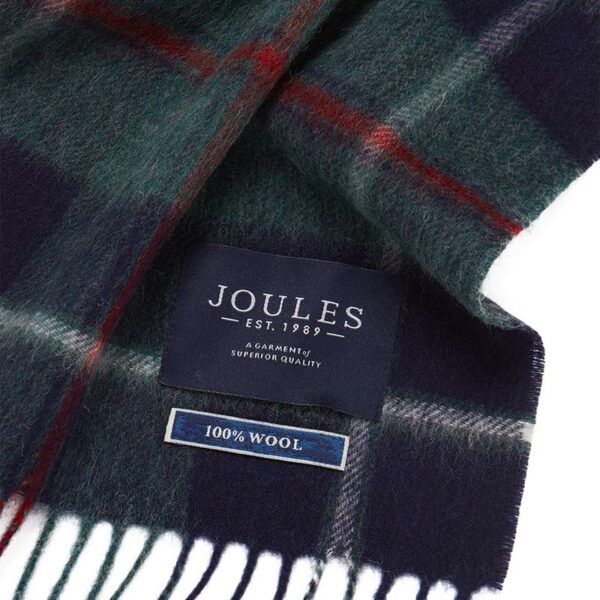 Joules Tytherton Wool Checked Scarf Green Multi Check 3