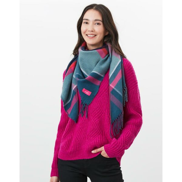 Joules Wilstow Triangle Checked Scarf - Navy Pink Check 4