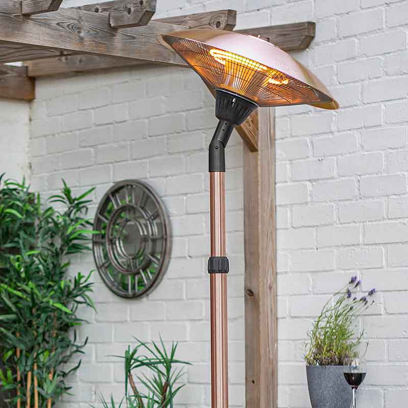 La Hacienda Adjustable Standing Heater, La Hacienda Free Standing Copper Halogen Lamp