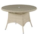Monterey Round Table in Sandstone with recessed glass top