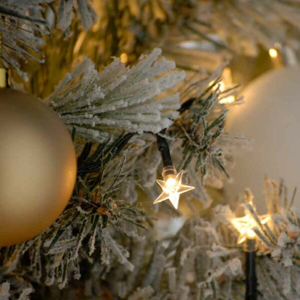 Festive Warm White Star LED String Lights with Timer