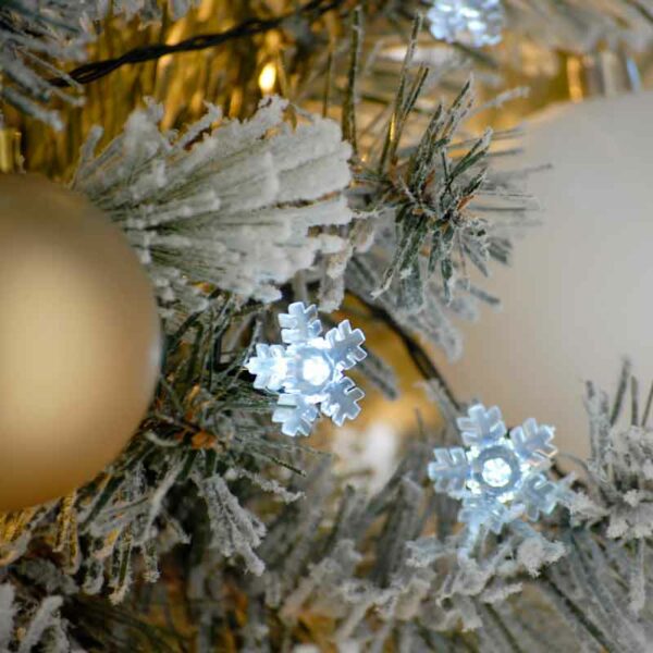 Festive White Snowflake LED String Lights with Timer