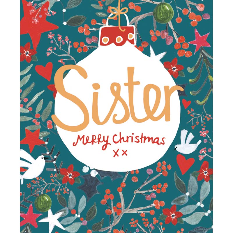 Paper Salad Sister Bauble Merry Christmas Card