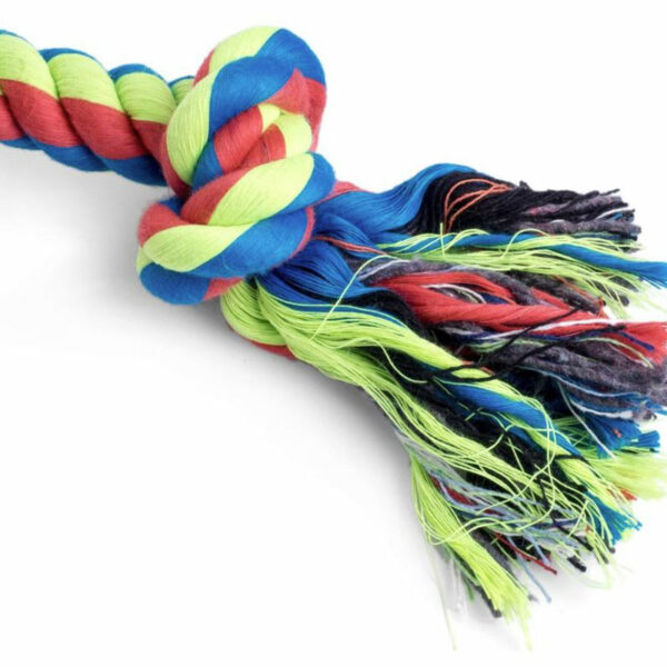 Petface Toyz Triple Knot Rope Dog Toy Small close up of tassel