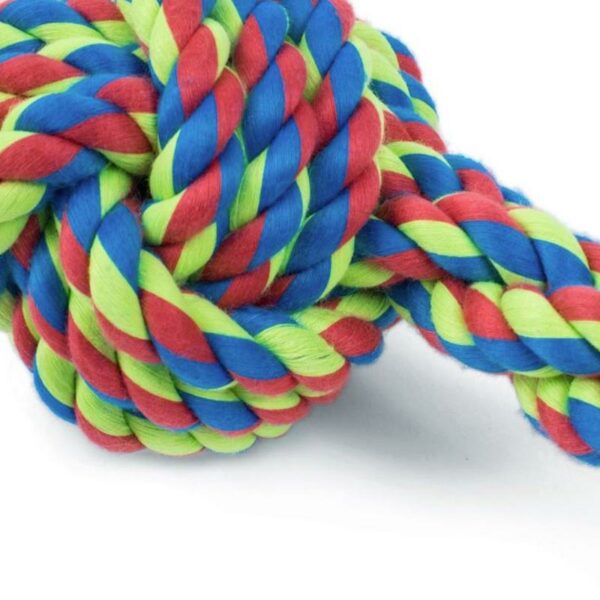 Petface Woven Knotted Rope Bone Dog Toy close up of knot
