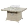 Square Casual Dining Table with Ceramic Top & Fire Pit in Sandstone