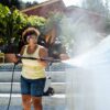 The Stihl RE 110 Pressure Washer cleans a pool