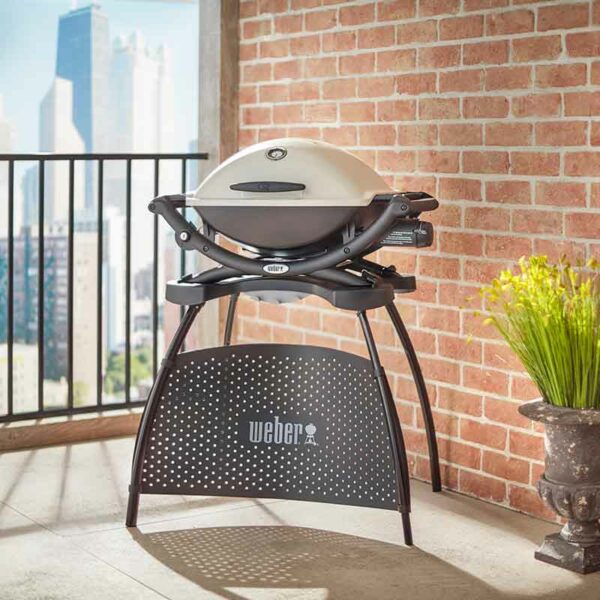 Weber Q Grill Stand in use