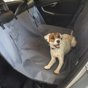 Zoon Hammock Car Seat Cover lifestyle with dog.