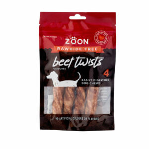 Zoon Rawhide Free 4 Beef Twists 160g packaging front