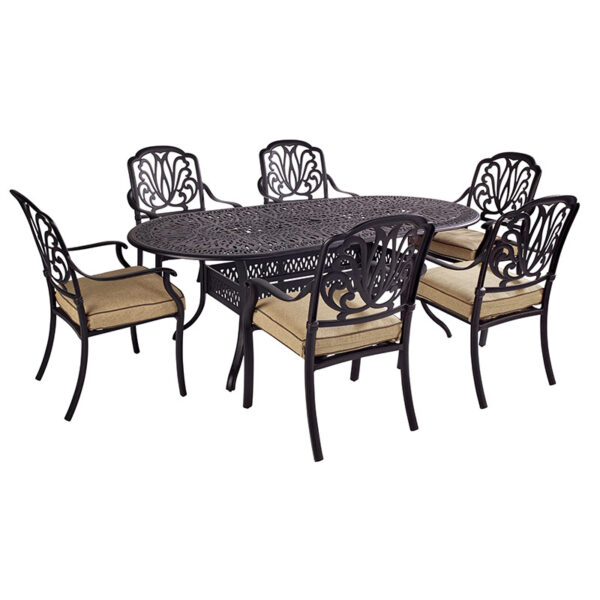 Hartman Amalfi 6 Seat Outdoor Dining Set with Oval Table. Also includes 3m Parasol & 15kg Base